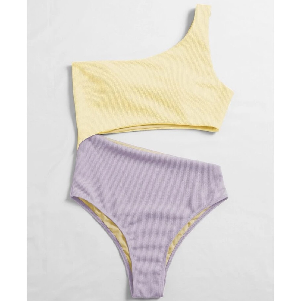 Purple and Yellow One Piece Bathing Suit